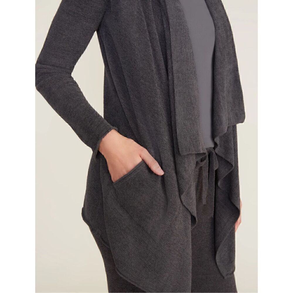 Barefoot Dreams Cozychic  Lite Knit Cardigan Sz S/M Gray